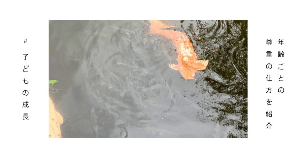 年齢に合わせて子どもを尊重するイメージ(体・感情・思考の3段階)