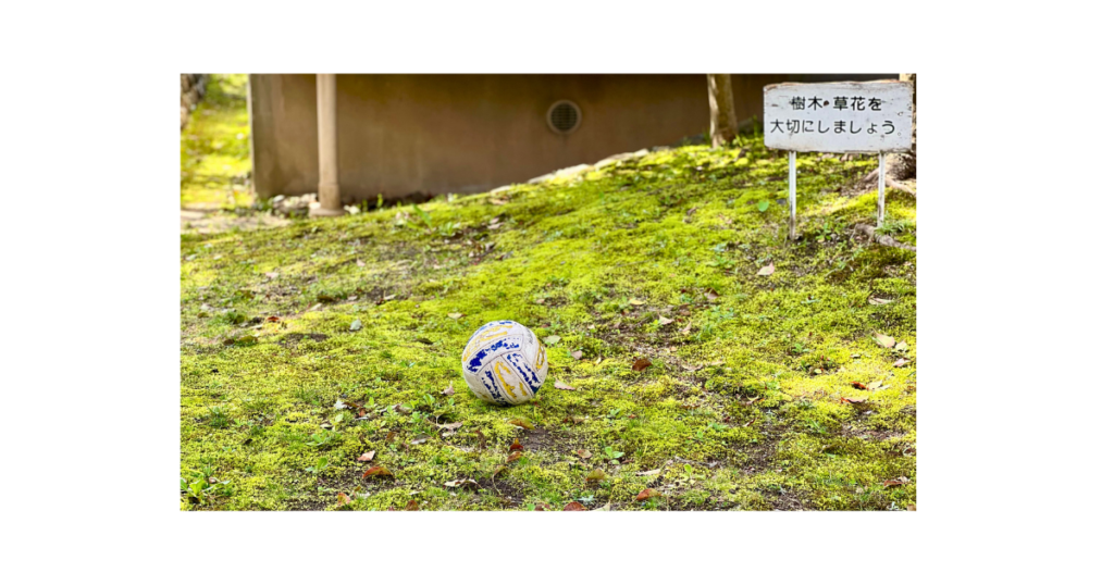 広場に落ちているサッカーボール。兄弟喧嘩を象徴する画像